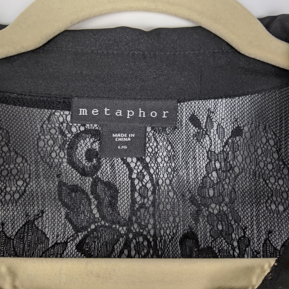 Metaphor Button Down Lace Teal Long Sleeve Top - Picture 4 of 6